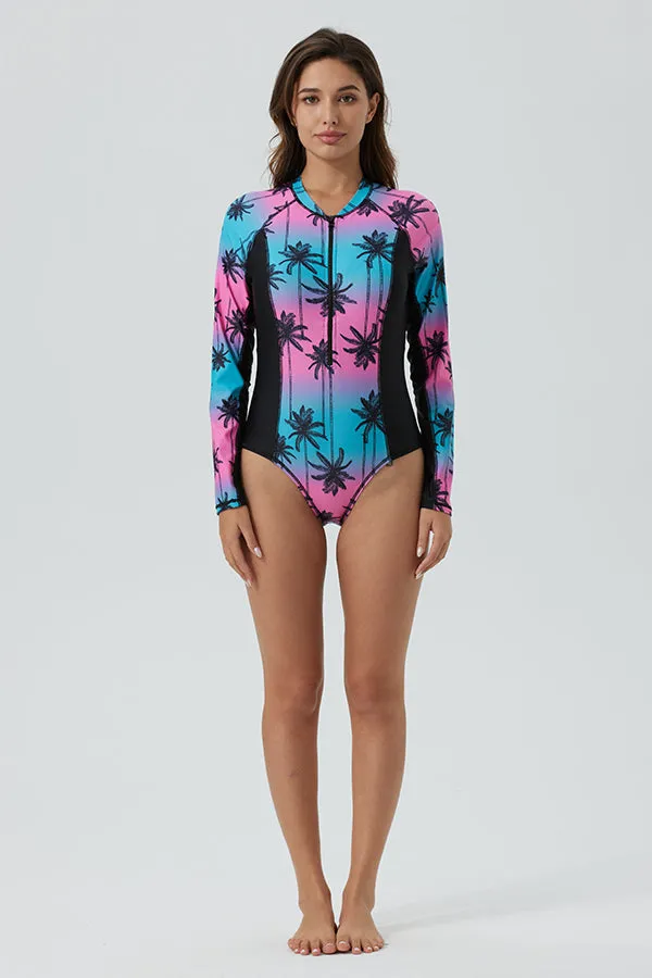 ECUPPER One Piece Rash Guard Zipper Front Surfing Swimwear