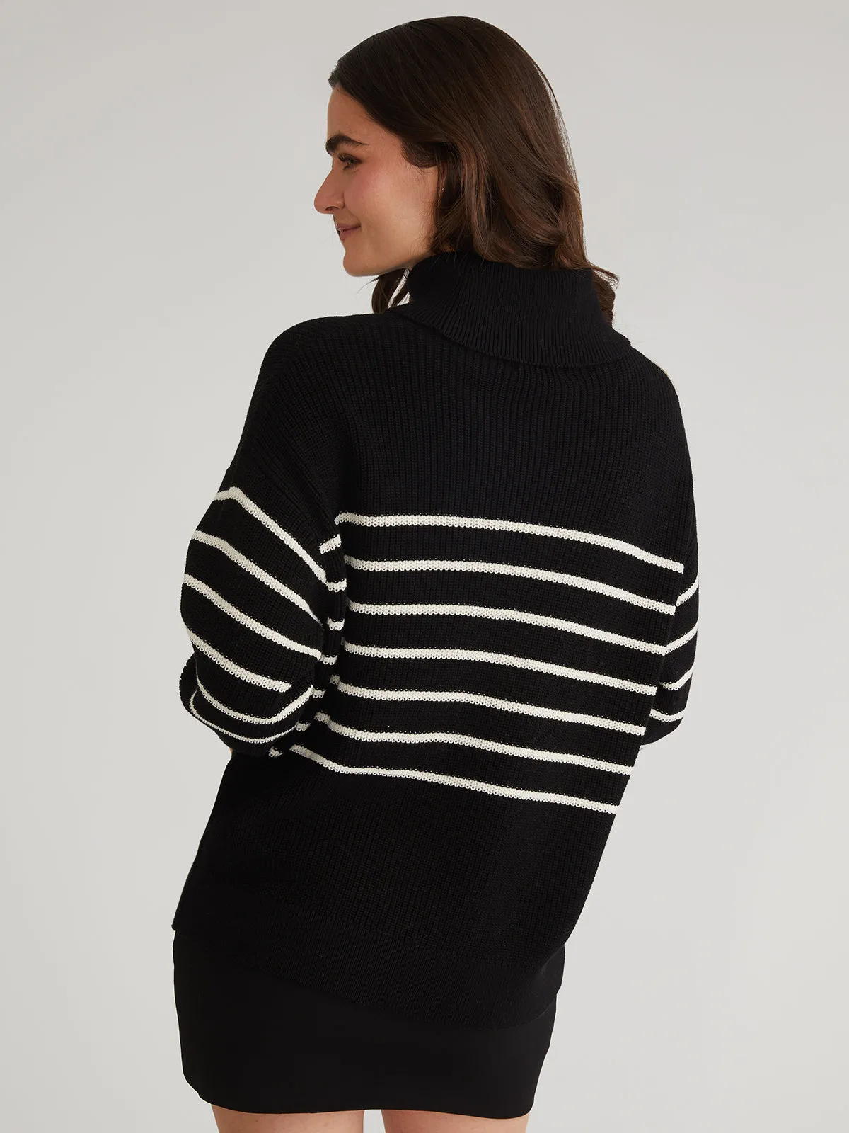 Elise: Oversize Stripe Turtleneck Pullover
