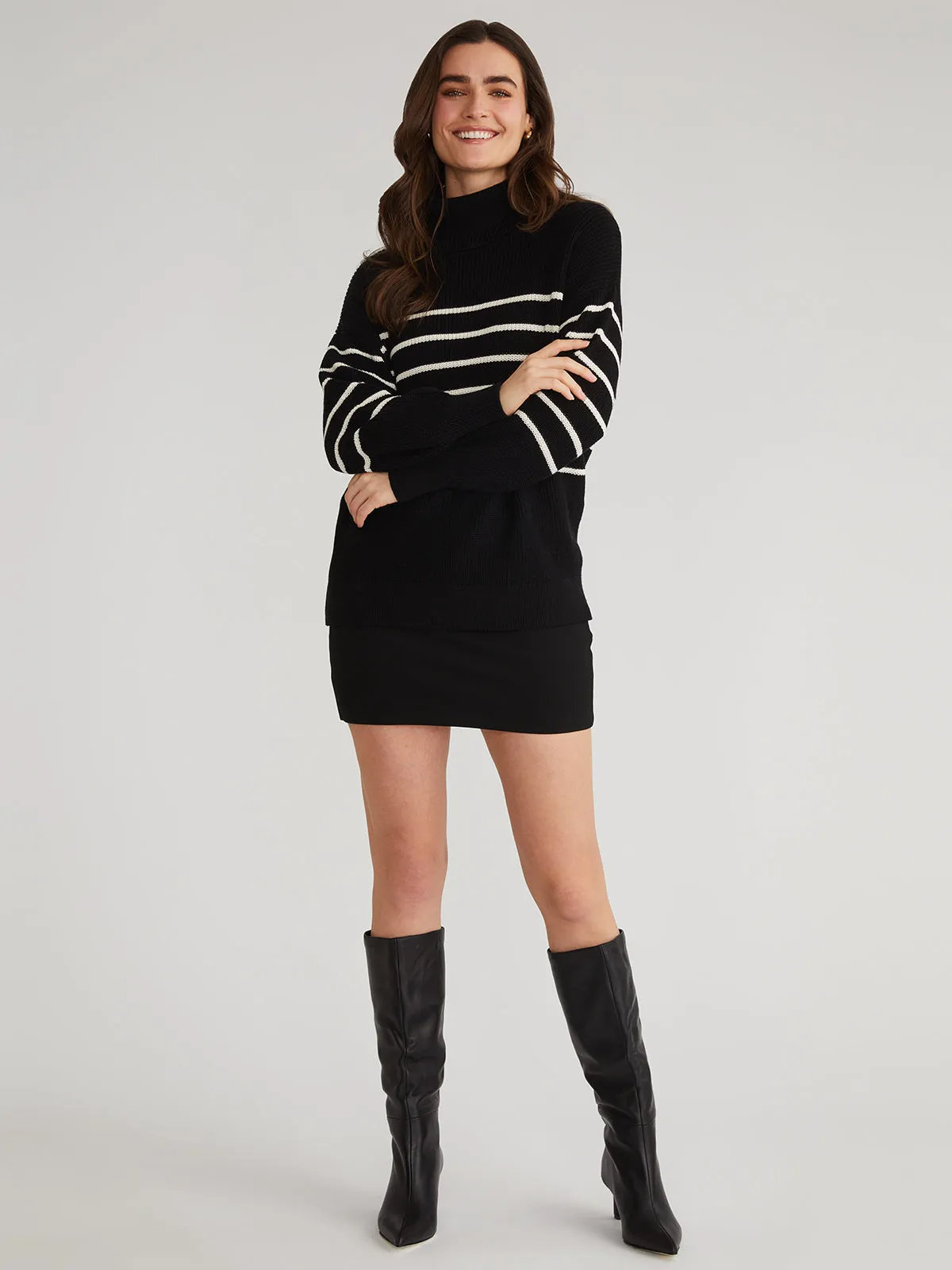 Elise: Oversize Stripe Turtleneck Pullover