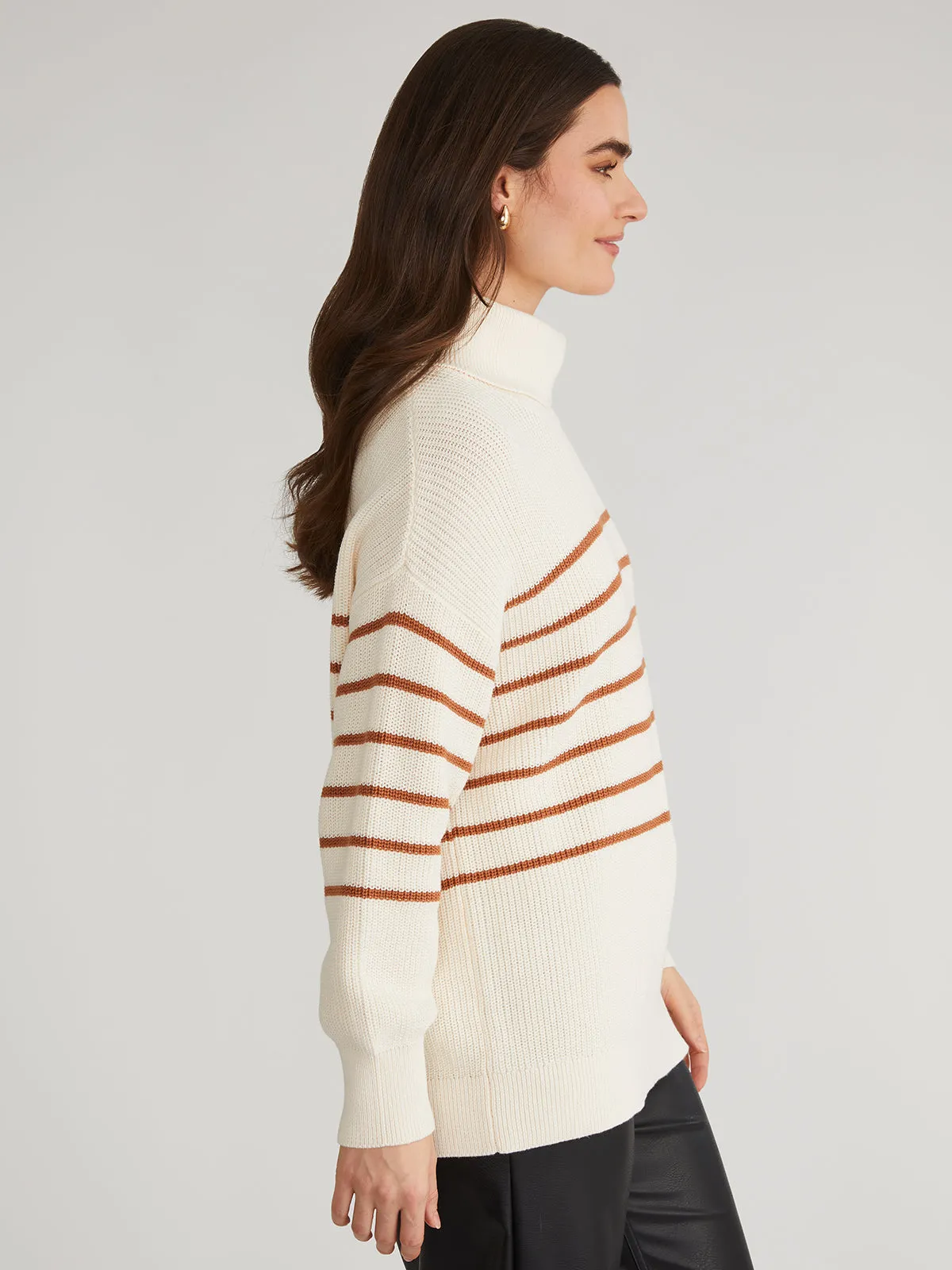 Elise: Oversize Stripe Turtleneck Pullover
