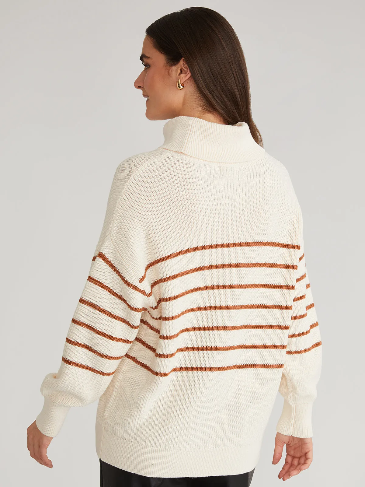 Elise: Oversize Stripe Turtleneck Pullover