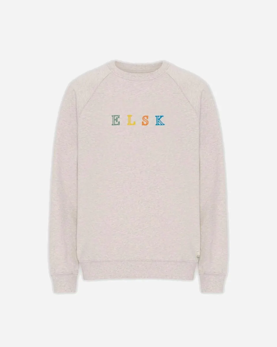 ELSK® PURE STROKE EMB TVÆRS MEN'S CREWNECK - SNOW MELANGE