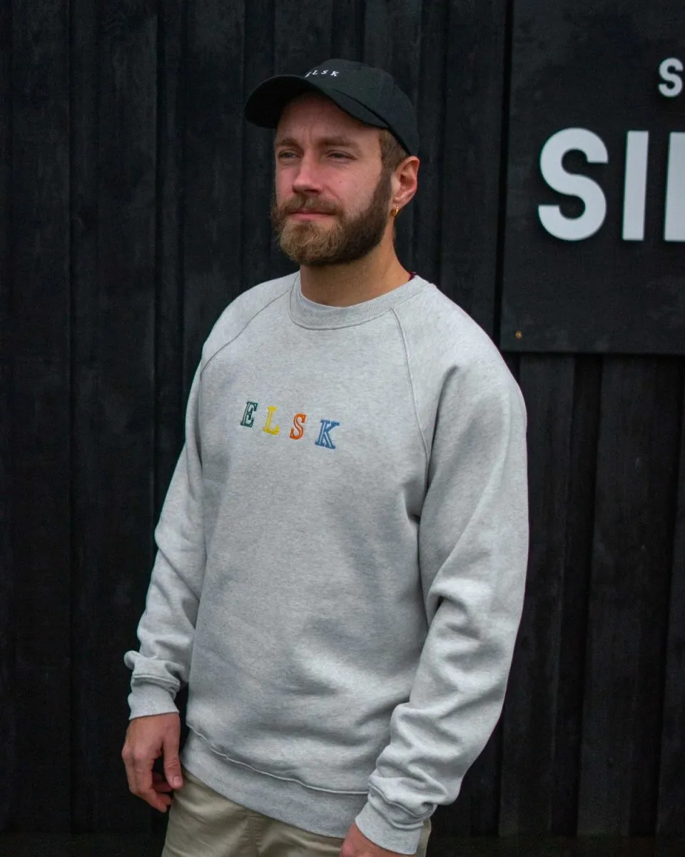 ELSK® PURE STROKE EMB TVÆRS MEN'S CREWNECK - SNOW MELANGE