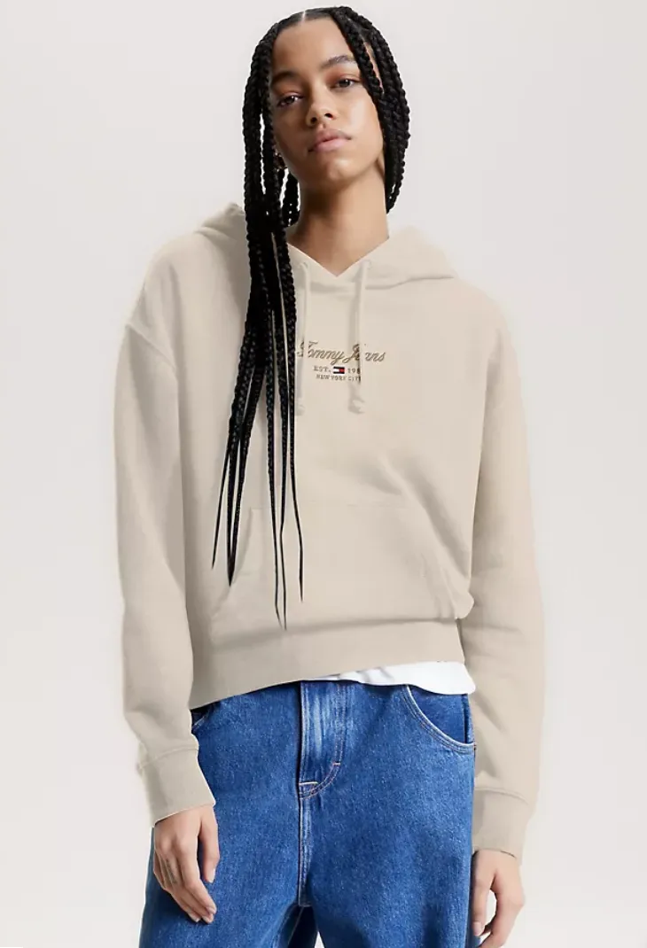 Embroidered Script Logo Hoodie