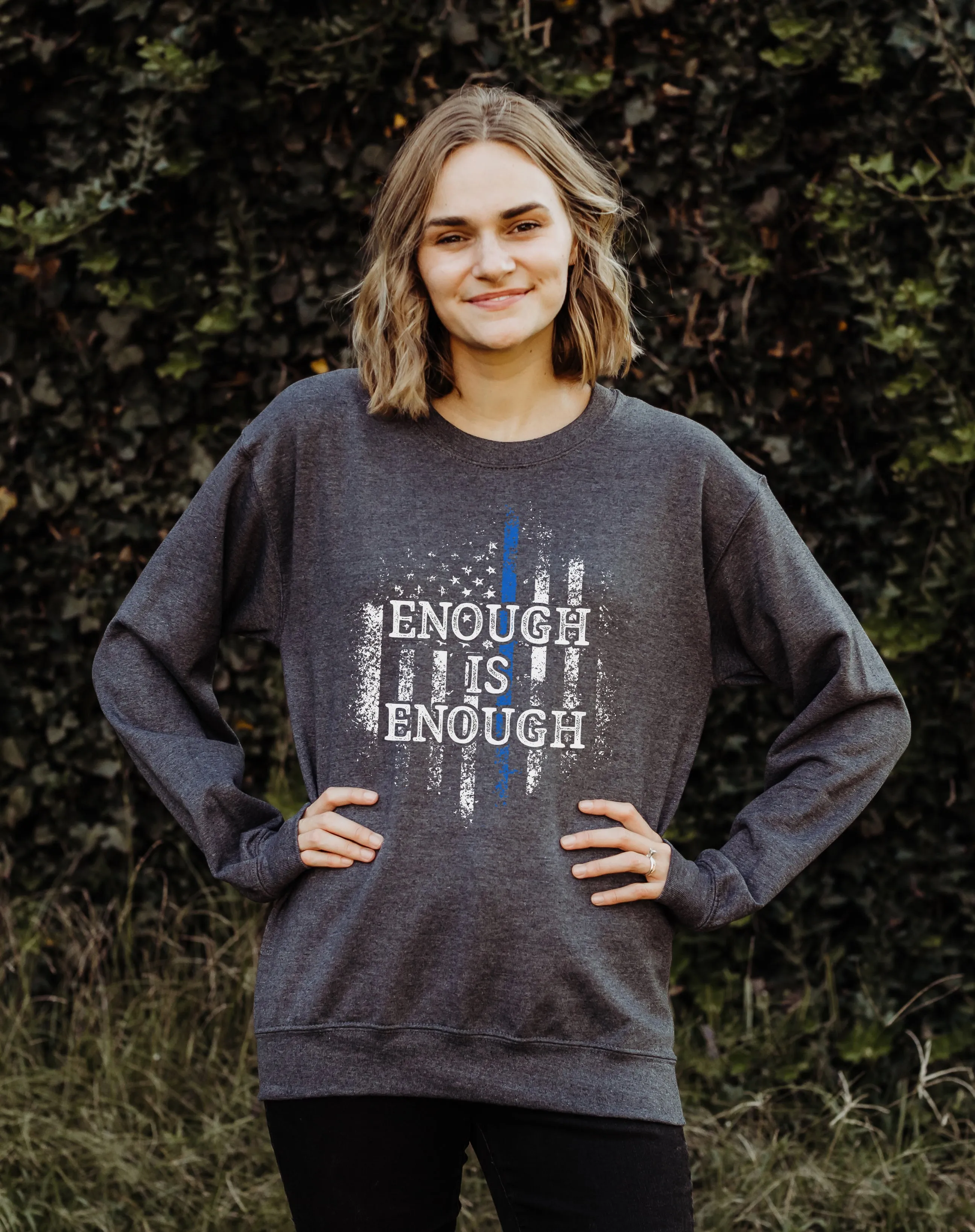 Enough Is Enough Distressed Flag © Unisex Crewneck Sweatshirt