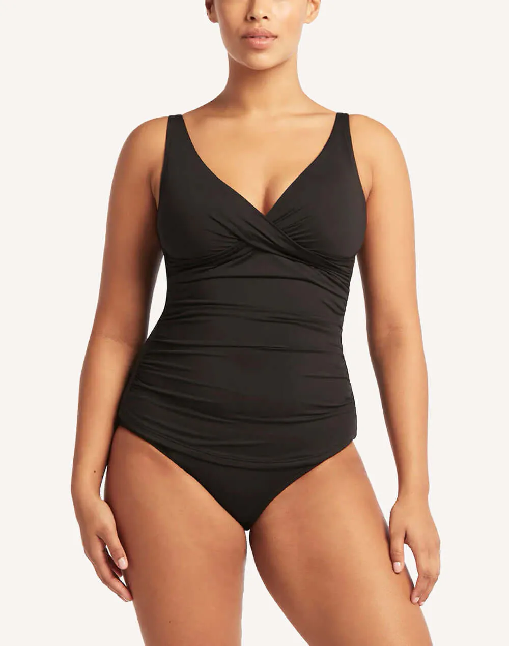 Essentials Cross Front Multifit Tankini Top