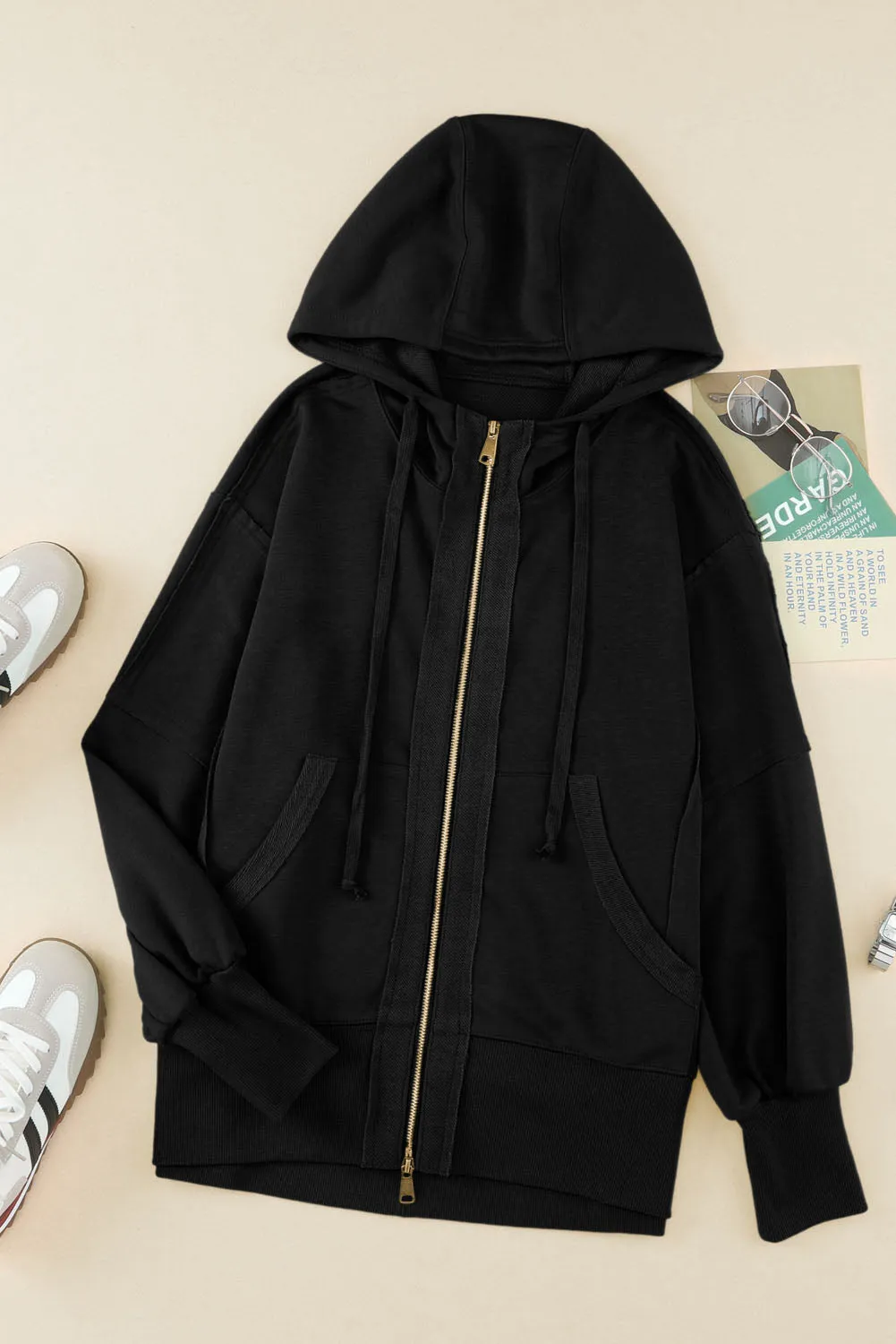 Exposed Seam Full Zip Hoodie