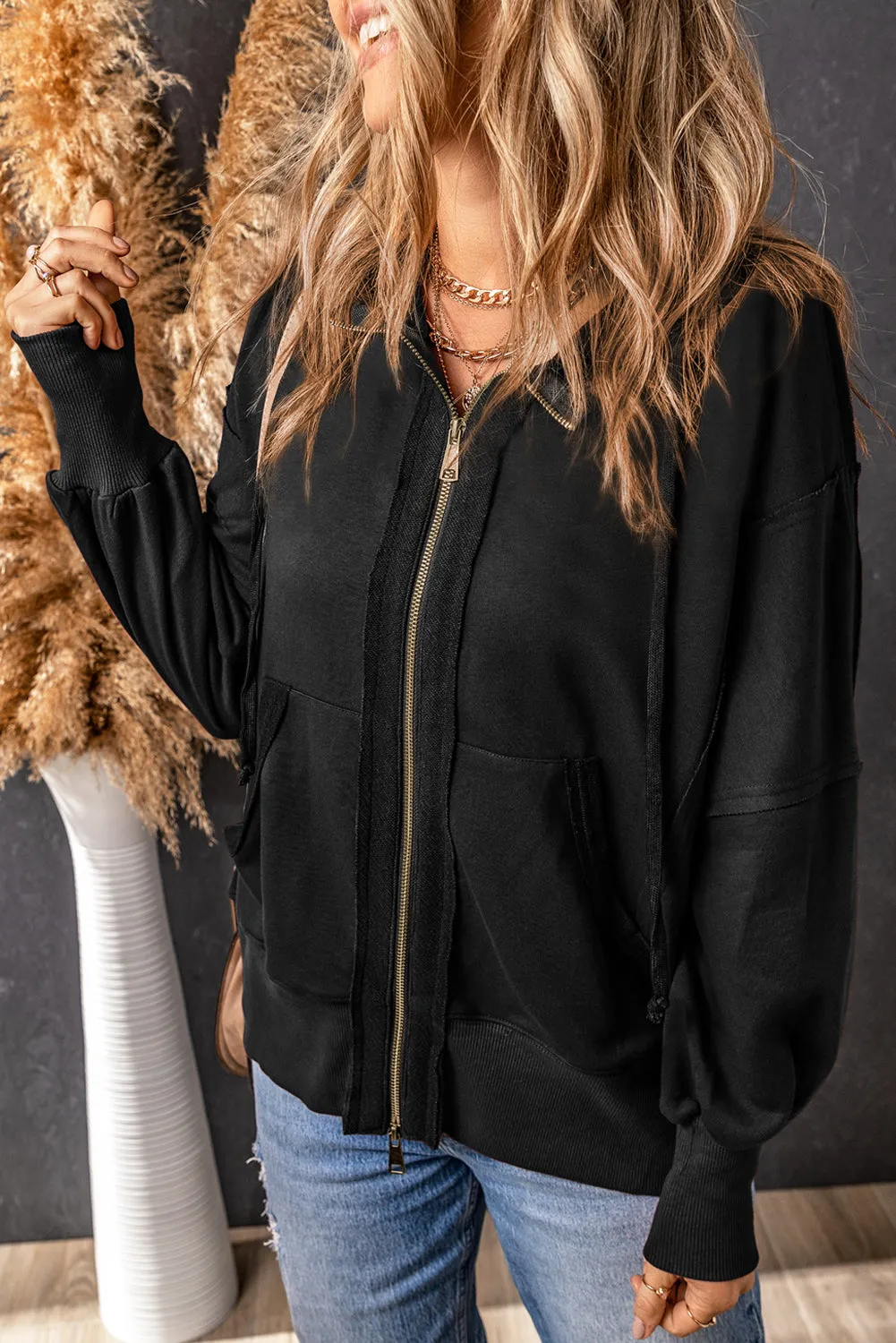 Exposed Seam Full Zip Hoodie
