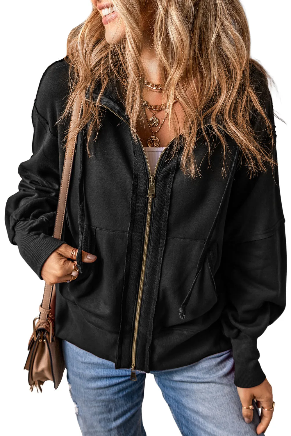 Exposed Seam Full Zip Hoodie