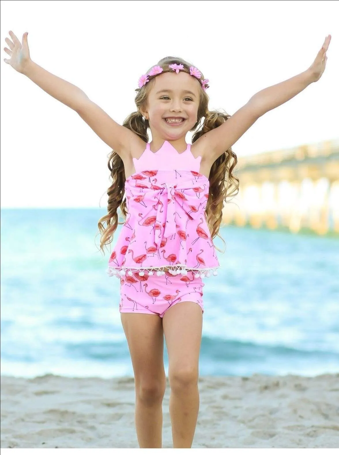 Fabulous Flamingo Flock Tankini and Shorts Swimsuit
