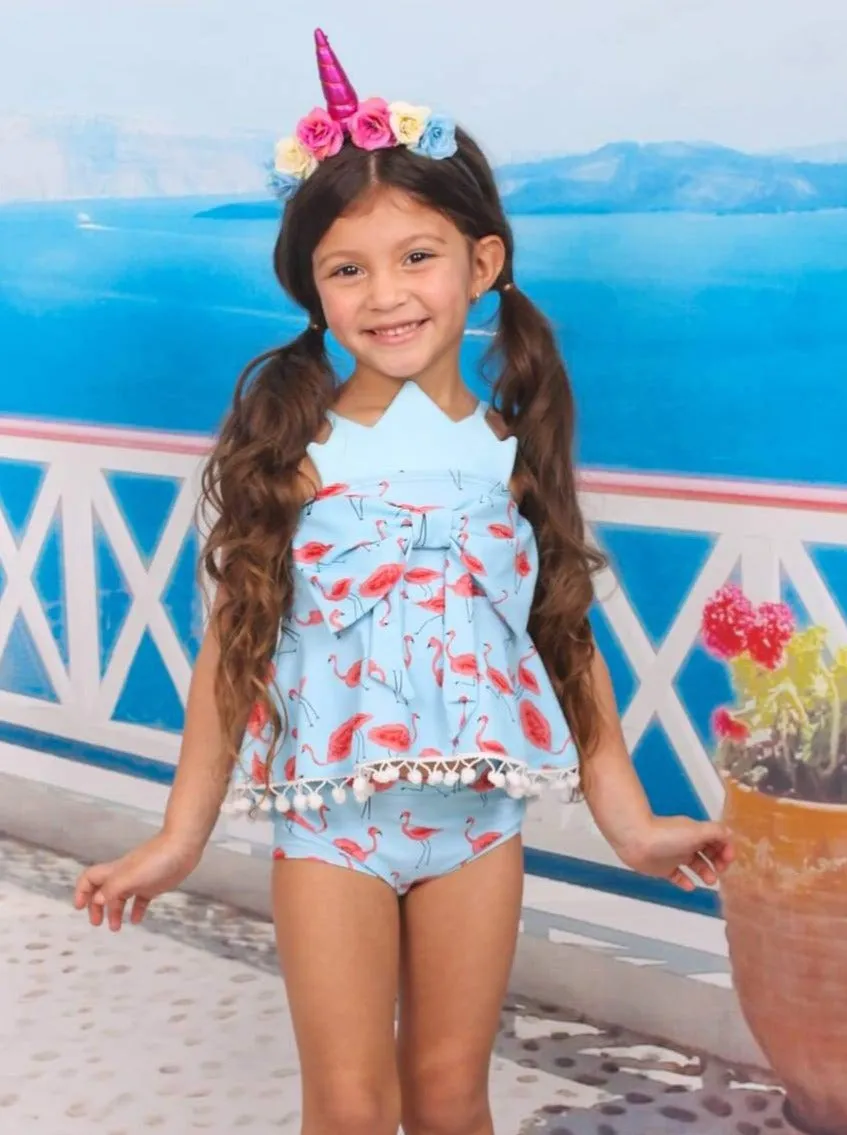 Fabulous Flamingo Flock Tankini and Shorts Swimsuit