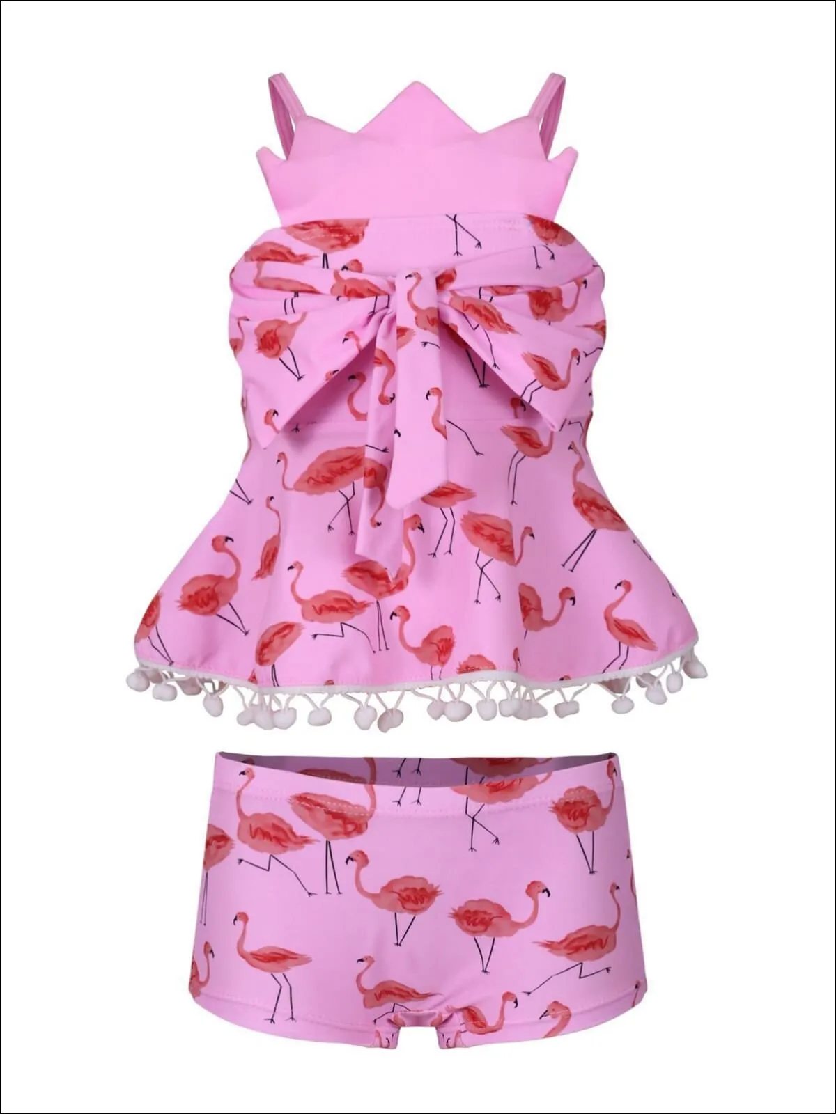 Fabulous Flamingo Flock Tankini and Shorts Swimsuit
