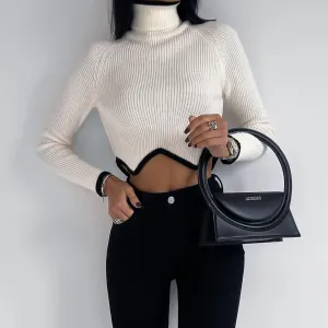 Fashion Irregular Turtleneck Pullover Short Sweaters