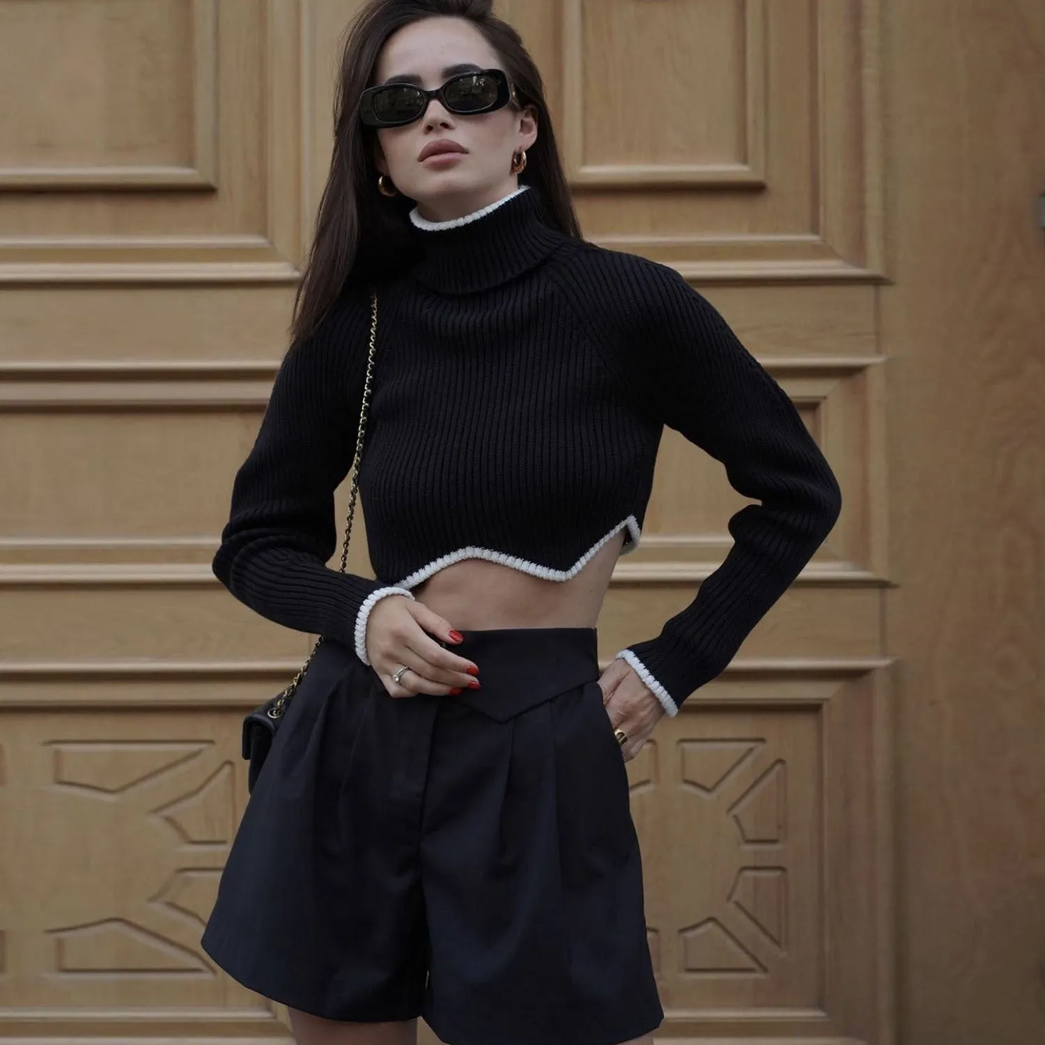 Fashion Irregular Turtleneck Pullover Short Sweaters