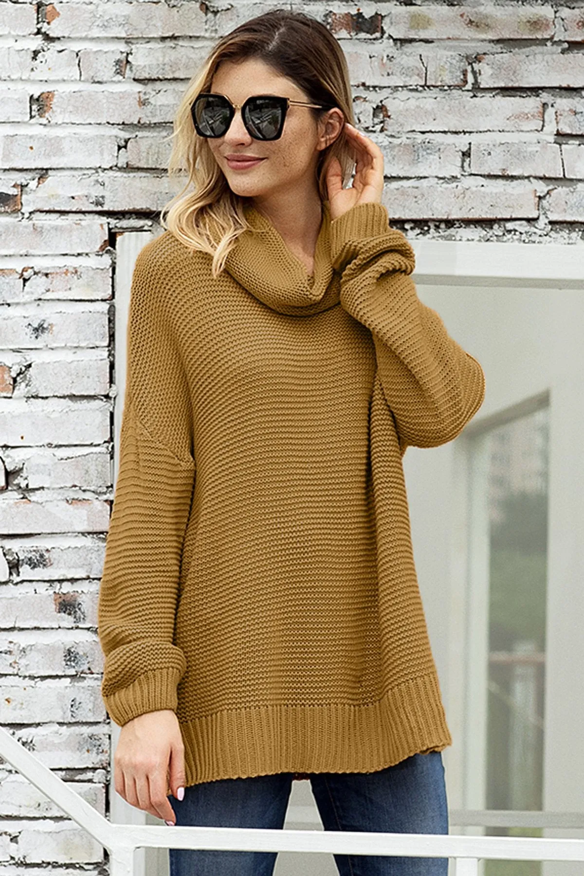 Fashion Khaki Cozy Turtleneck Sweater