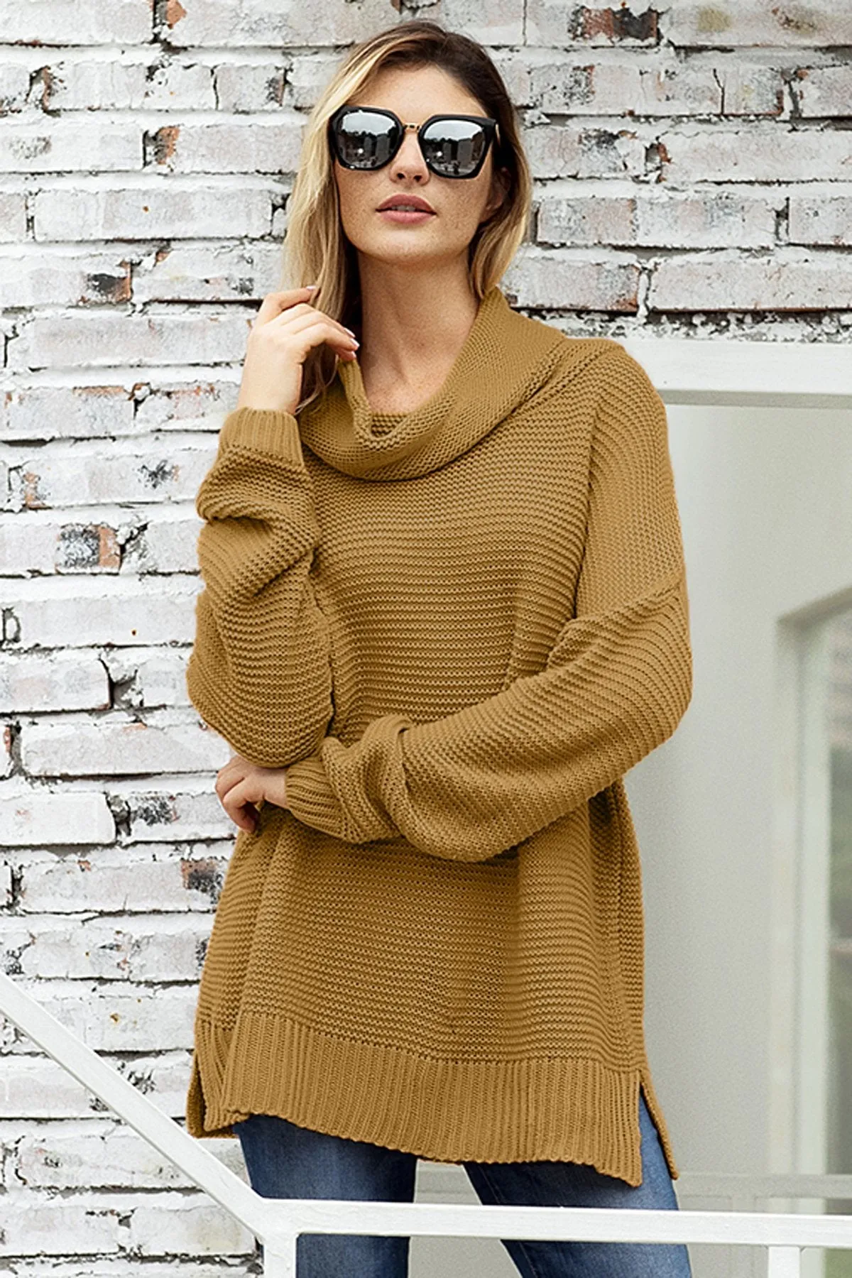 Fashion Khaki Cozy Turtleneck Sweater