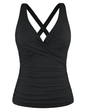 Firpearl Women Underwire Tankini Top Only Twist V Neck Swimsuits Tummy Control #M039