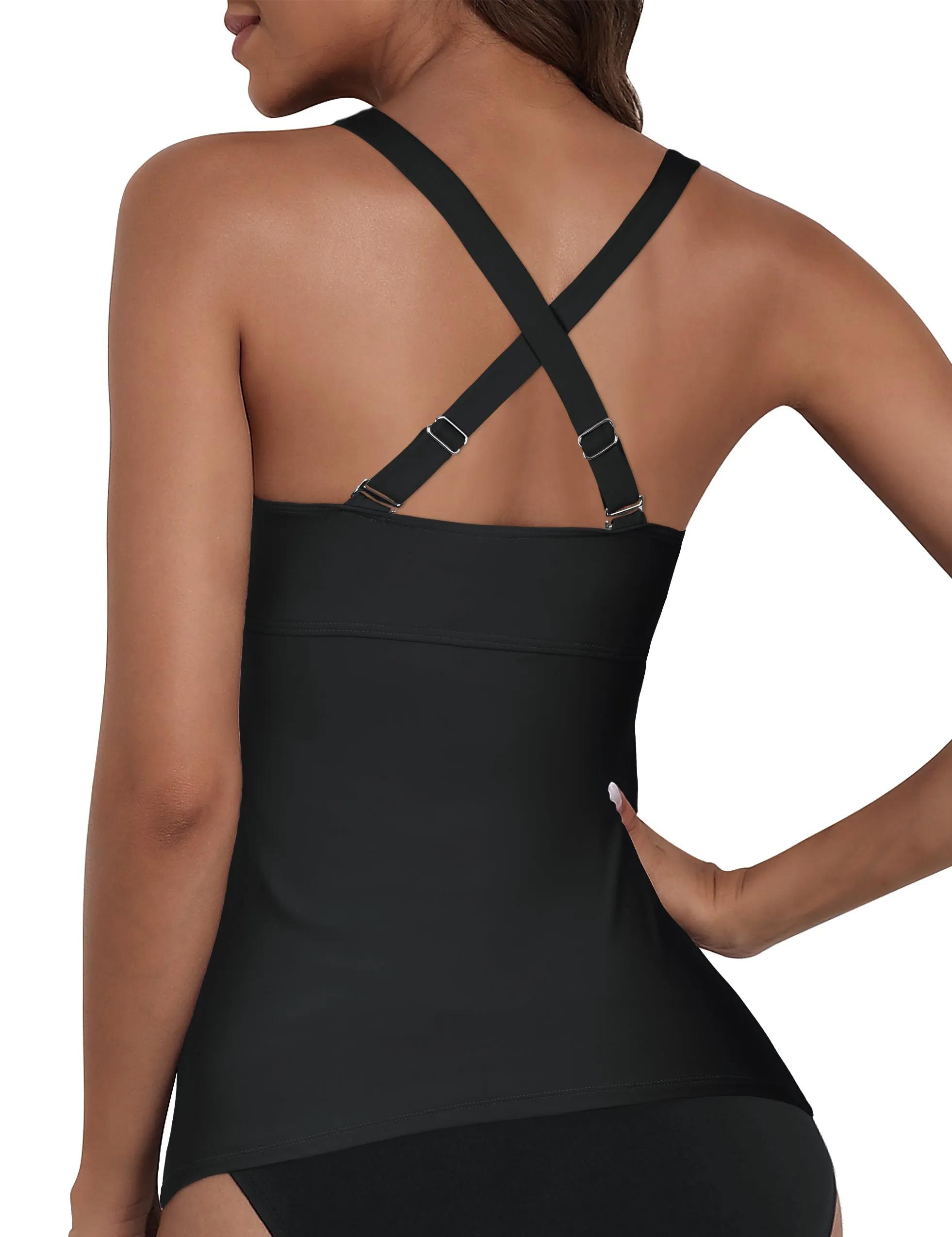 Firpearl Women Underwire Tankini Top Only Twist V Neck Swimsuits Tummy Control #M039