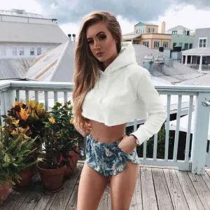 Fleece Cotton Plan Crop Pull Over Hoodie 332