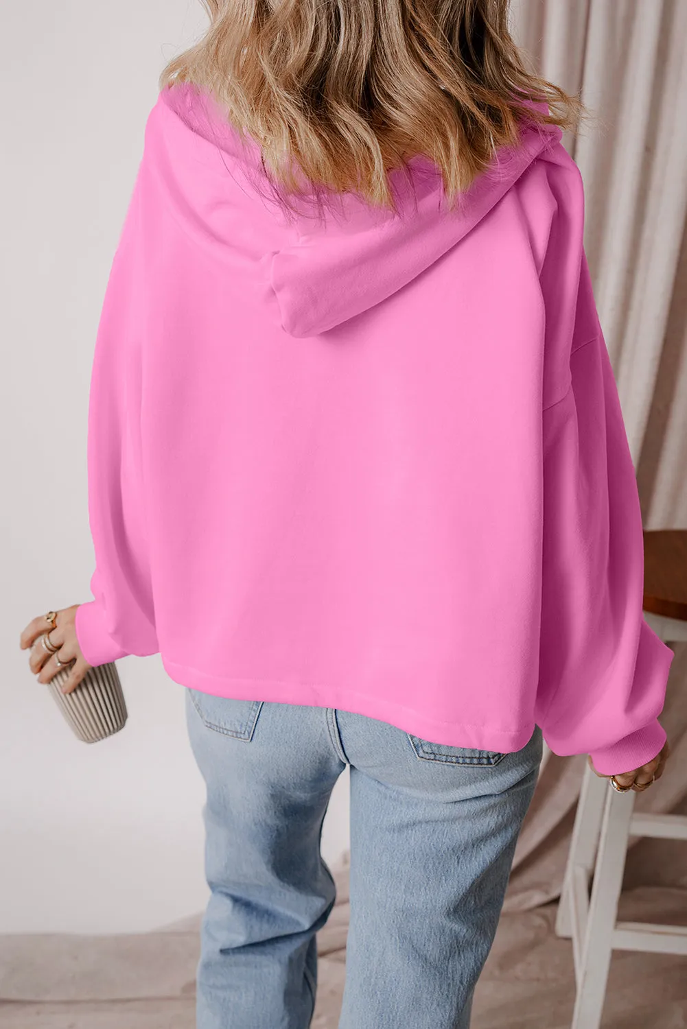 Fleece Lined Half Zipper Kangaroo Hoodie
