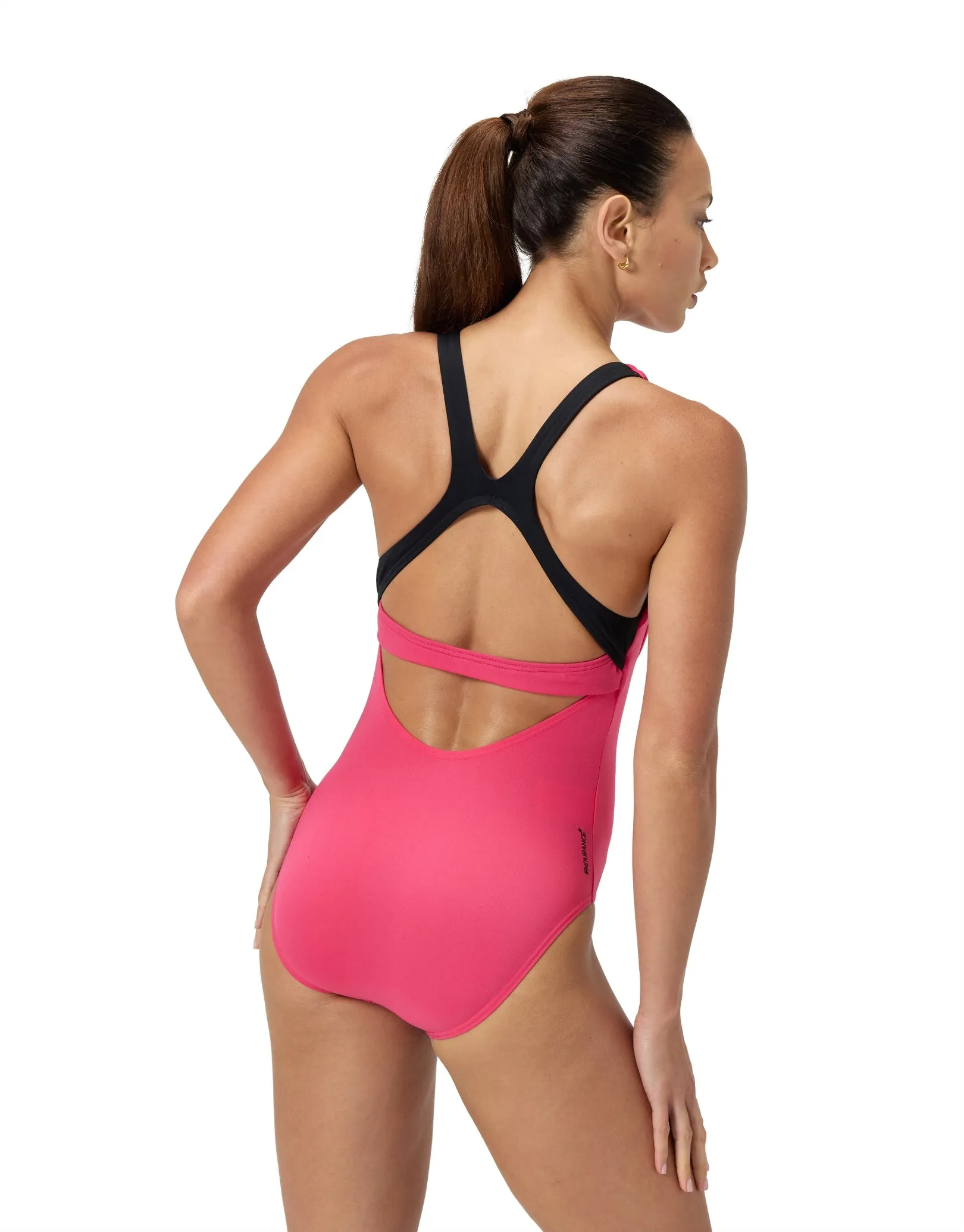 Flex Band Swimsuit with Swim Bra - Dark Pink