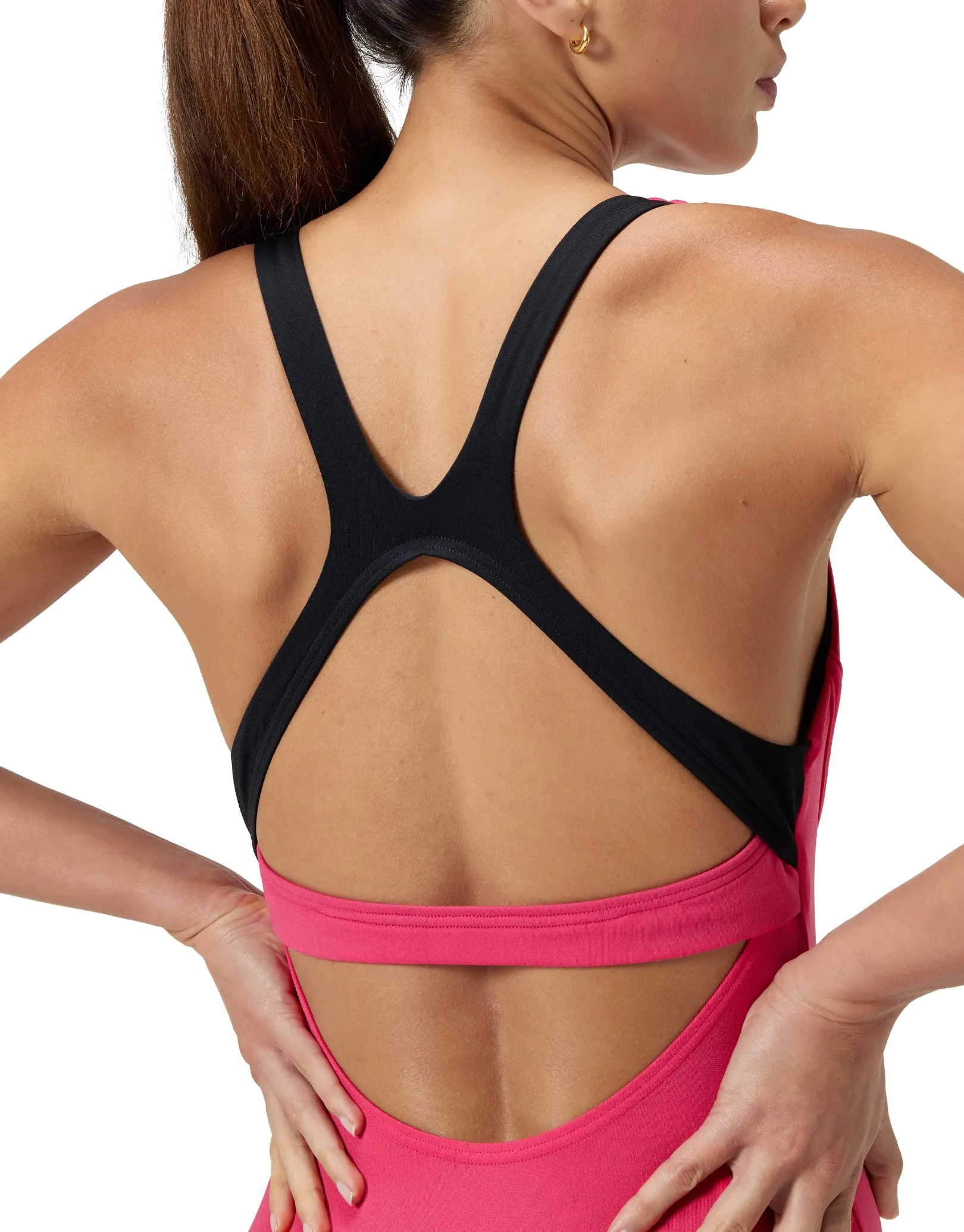 Flex Band Swimsuit with Swim Bra - Dark Pink