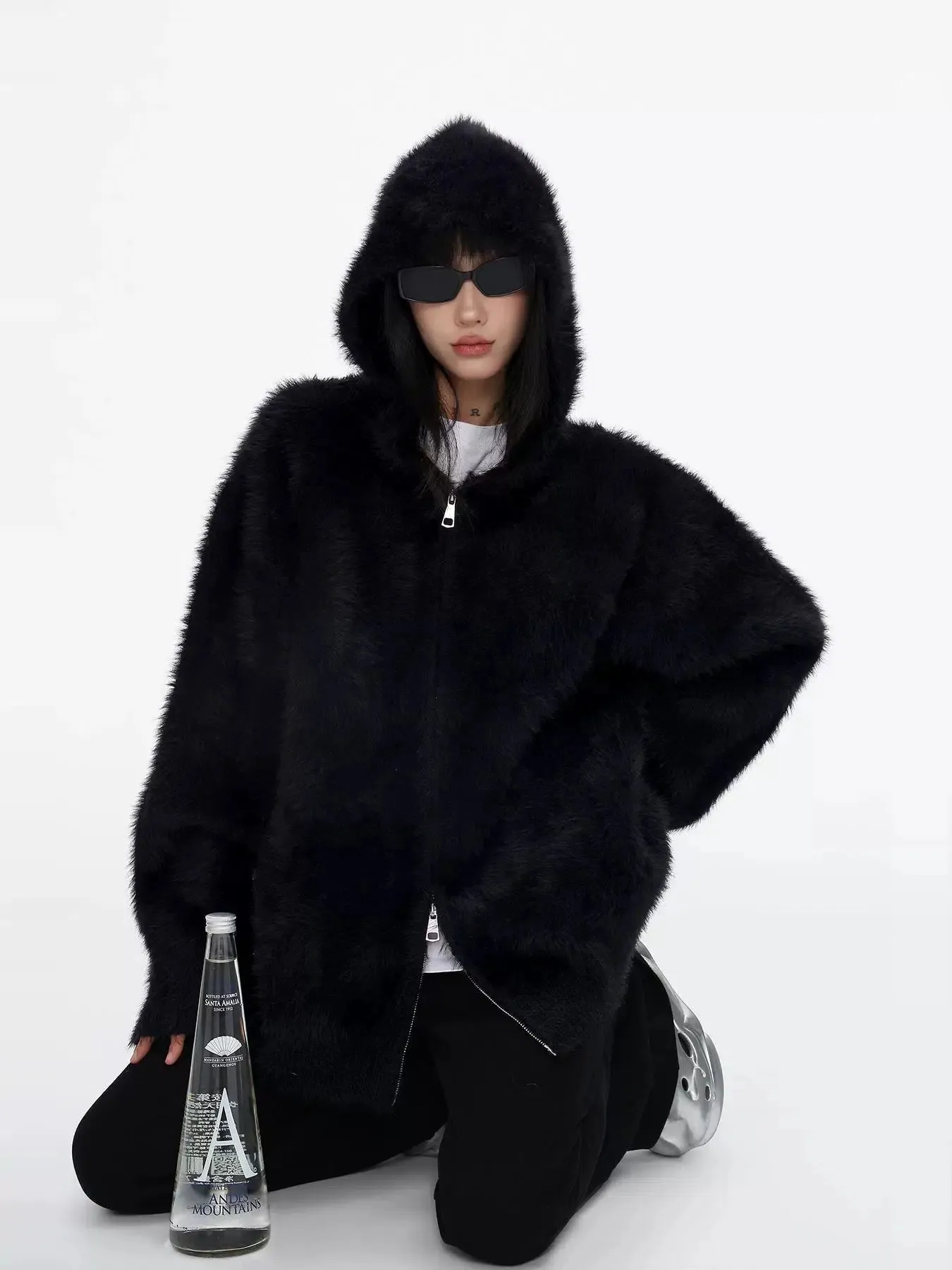 Fluffy Hooded Zip-Up Sweatshirt