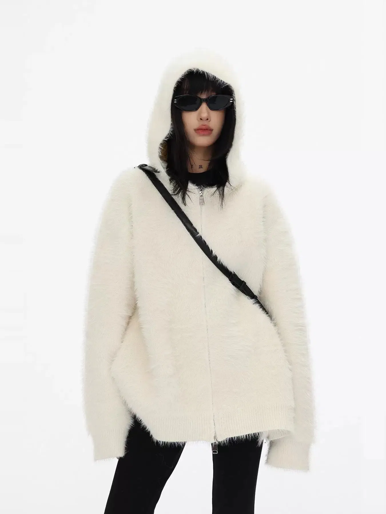 Fluffy Hooded Zip-Up Sweatshirt