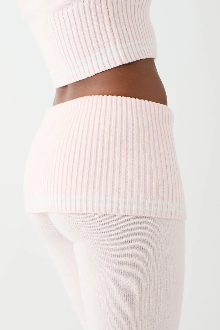 Frankies Bikinis Aimee Cloud Knit Flare Pant in Rosebud Pink