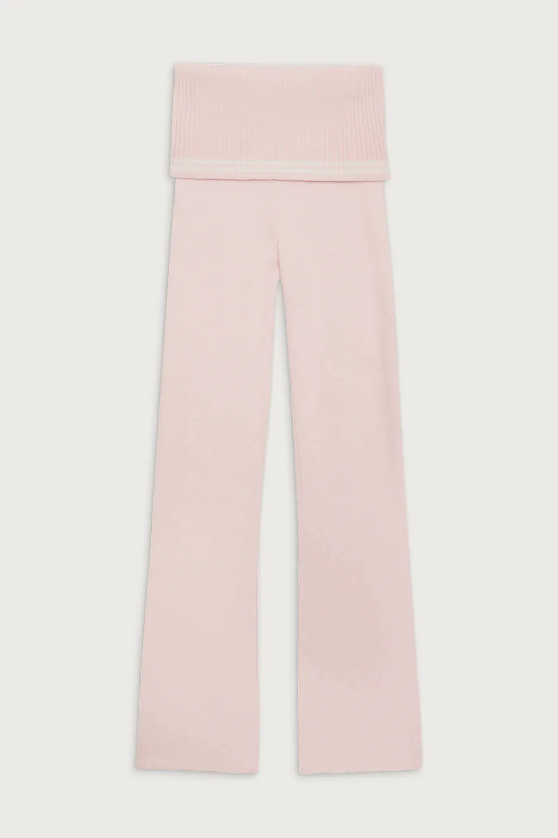 Frankies Bikinis Aimee Cloud Knit Flare Pant in Rosebud Pink