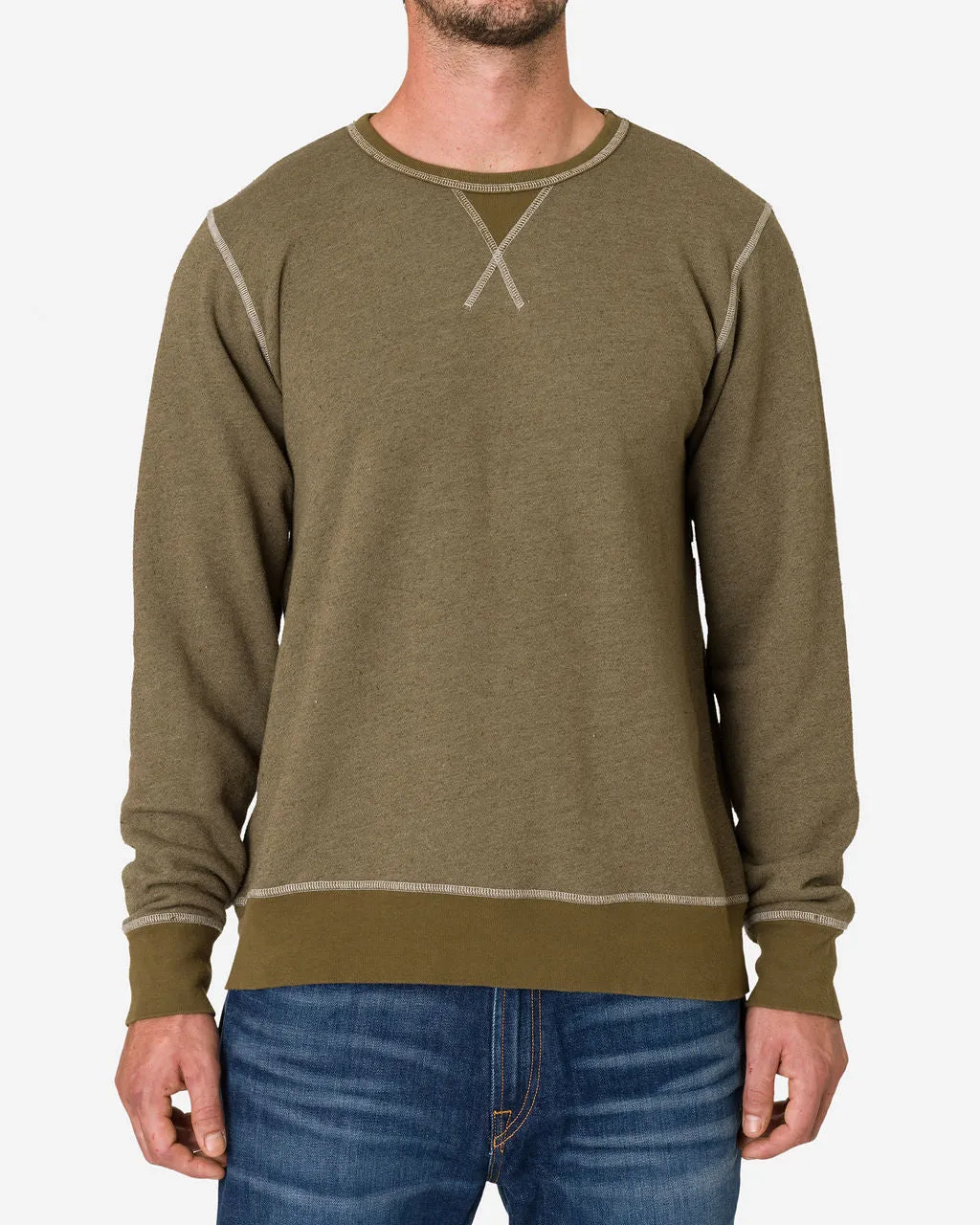 French Terry Vintage Soft Crewneck Sweatshirt - Army Green