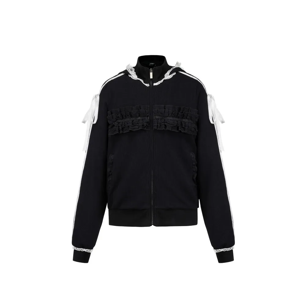 Frilly Lace Zip-Up Hoodie