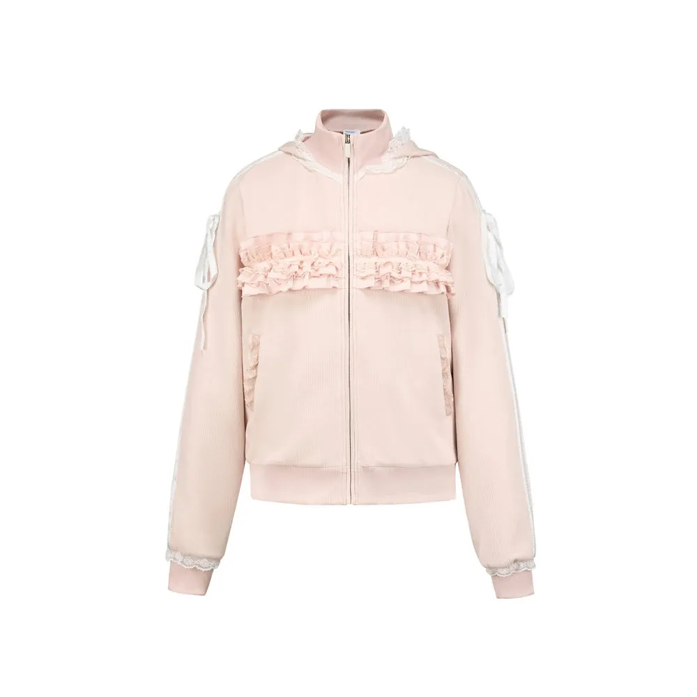 Frilly Lace Zip-Up Hoodie