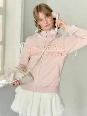 Frilly Lace Zip-Up Hoodie