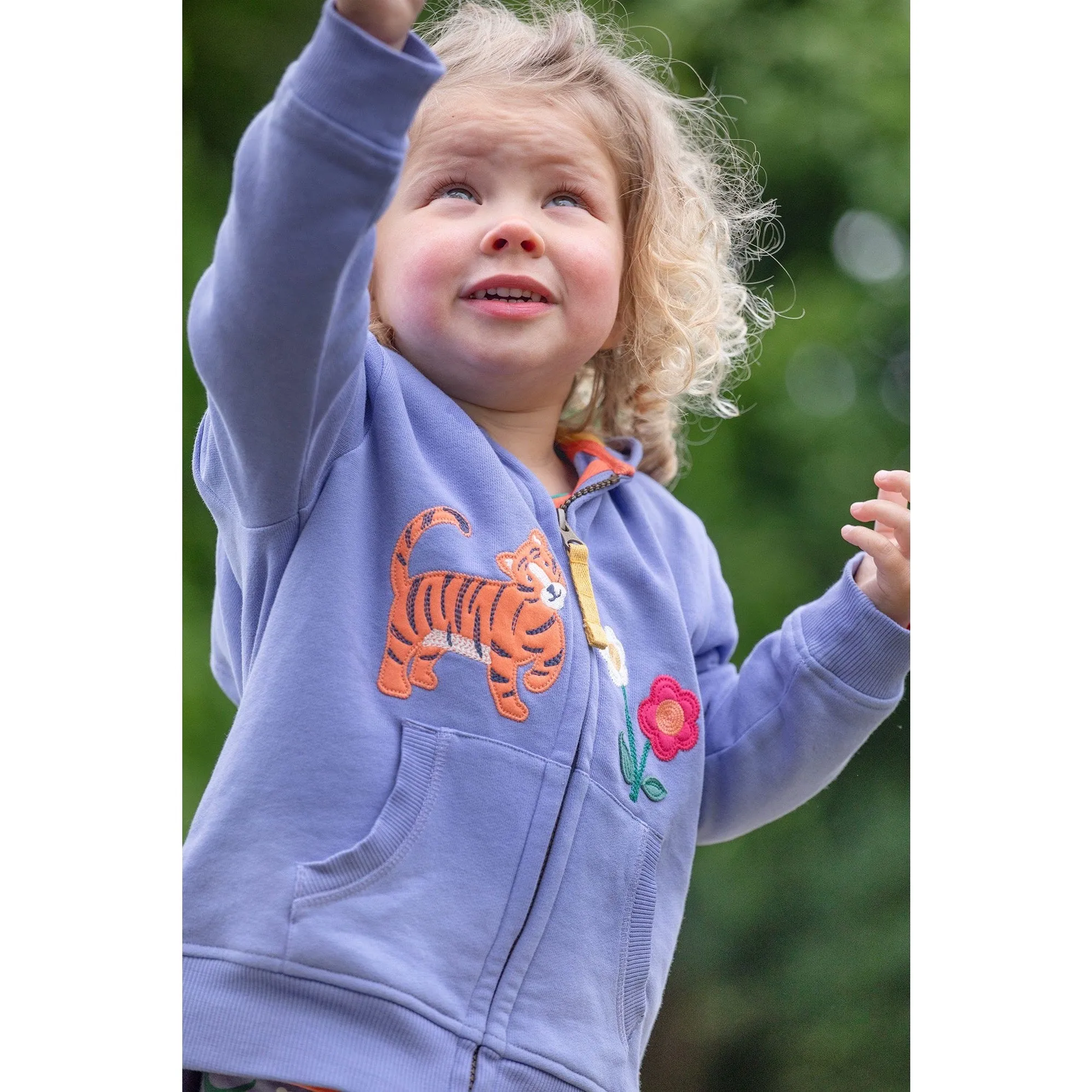 Frugi Carbis Infant Hoodie Grape Tiger
