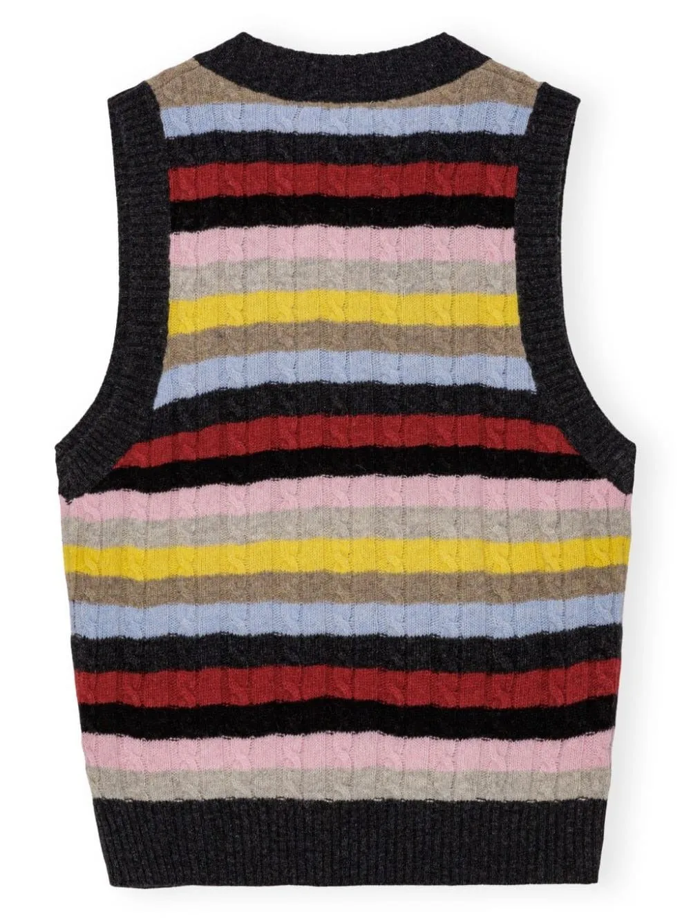 Ganni Logo Wool Mix Vest in Multicolour