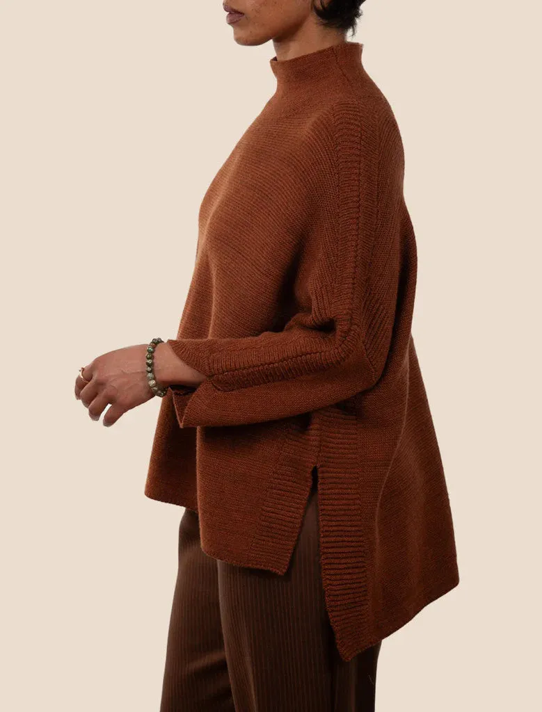 Garter Stitch Hi-Lo Turtleneck