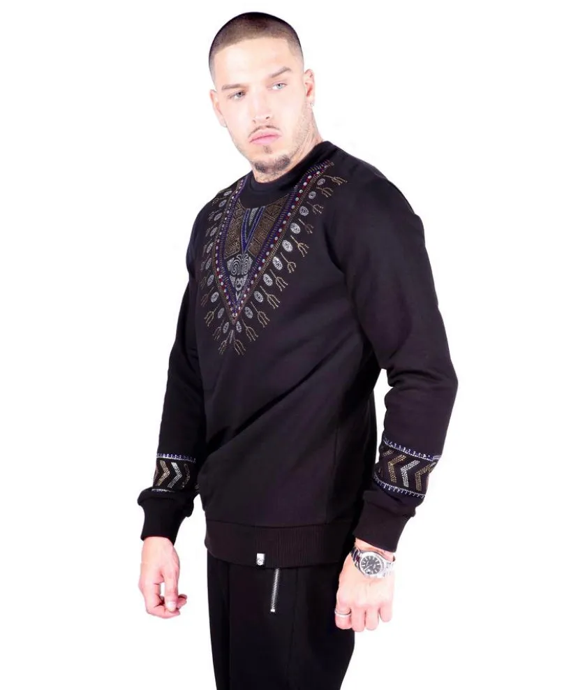 George V Paris Pattern Crewneck (Black/Multi)