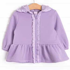 Gingham Gal Zip-Up Ruffle Jacket, Purple