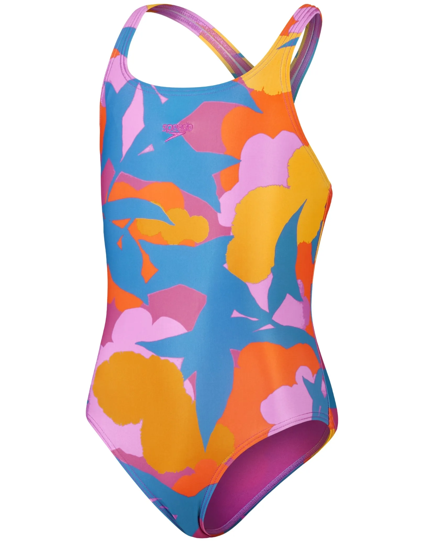 Girls Allover Medalist Swimsuit - Blue/Orange