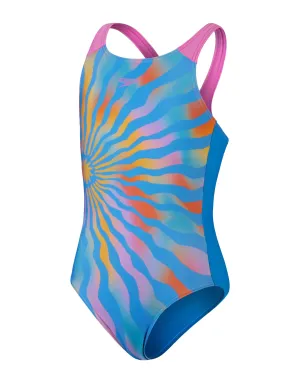 Girls Digital Placement Pulseback Swimsuit - Blue/Yellow