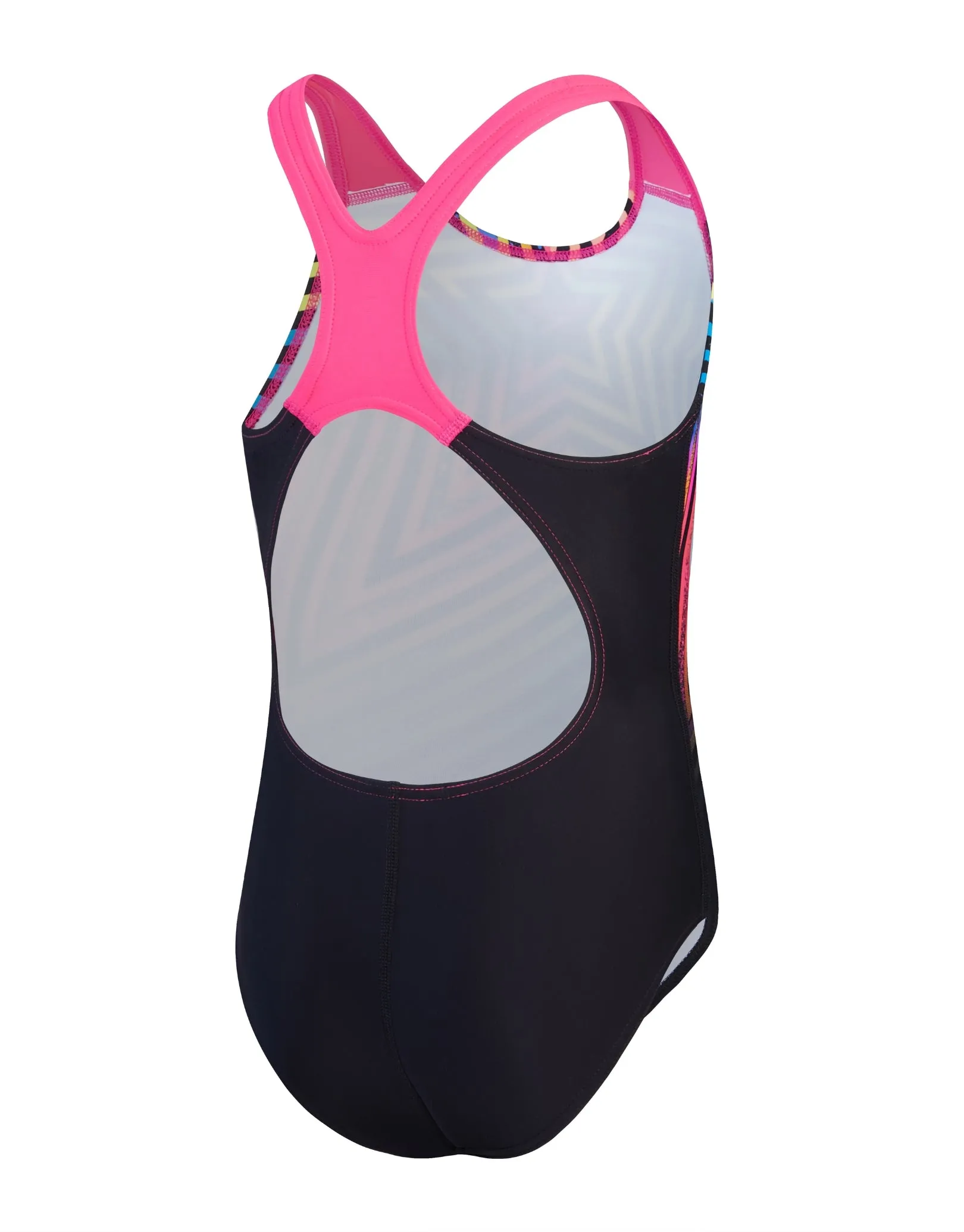 Girls Digital Placement Splashback Swimsuit - Black/Pink
