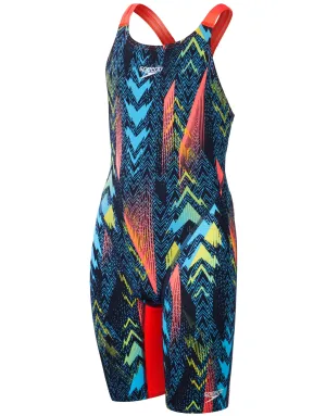 Girls Fastskin Endurance  Max Openback Kneeskin - Blue/Red