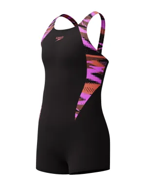 Girls Hyperboom Splice Legsuit - Black/Purple