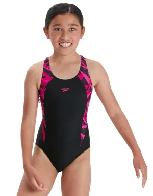 Girls Hyperboom Splice Muscleback Swimsuit - Black/Pink