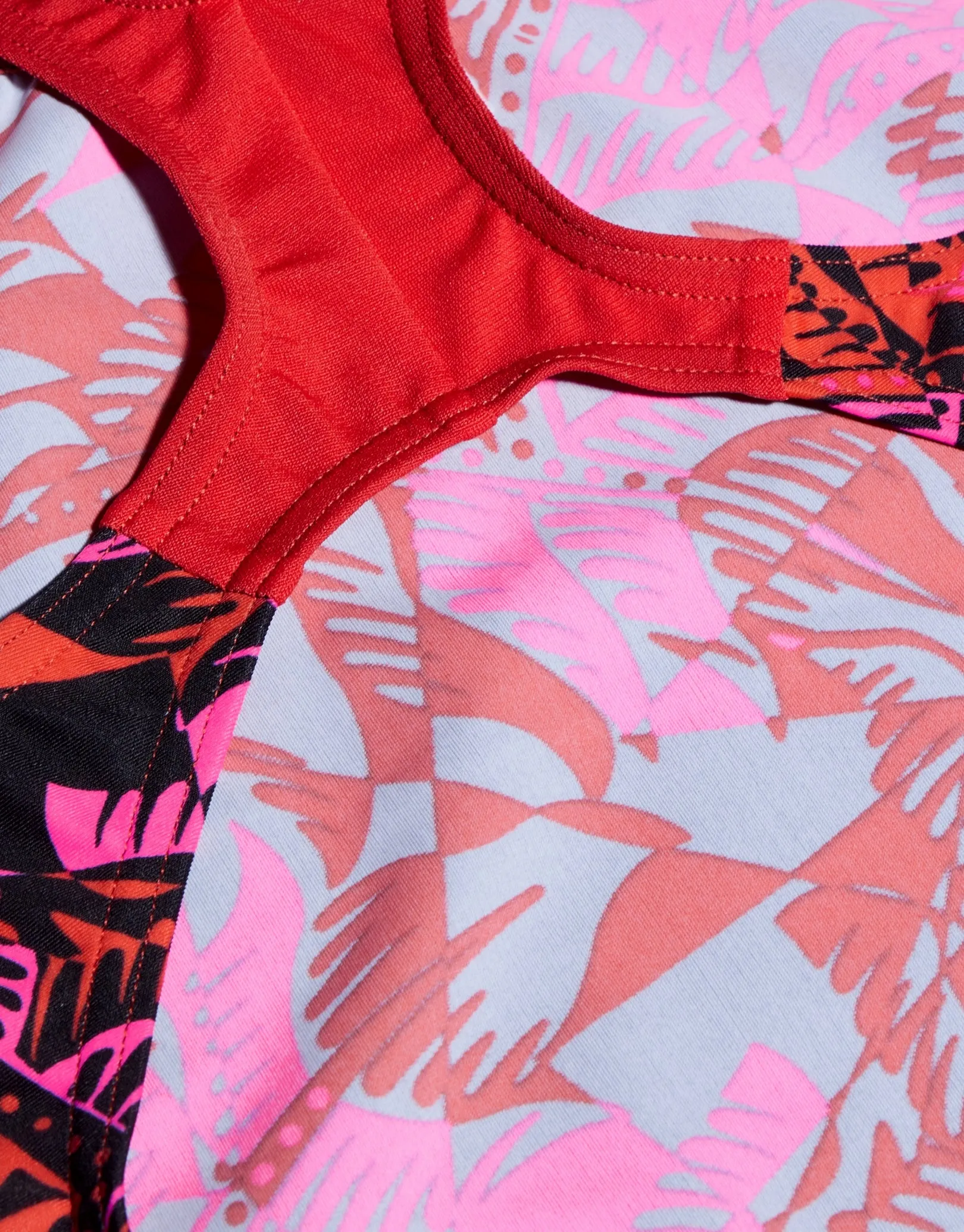 Girls Placement Allover Splashback Swimsuit- Black/Pink