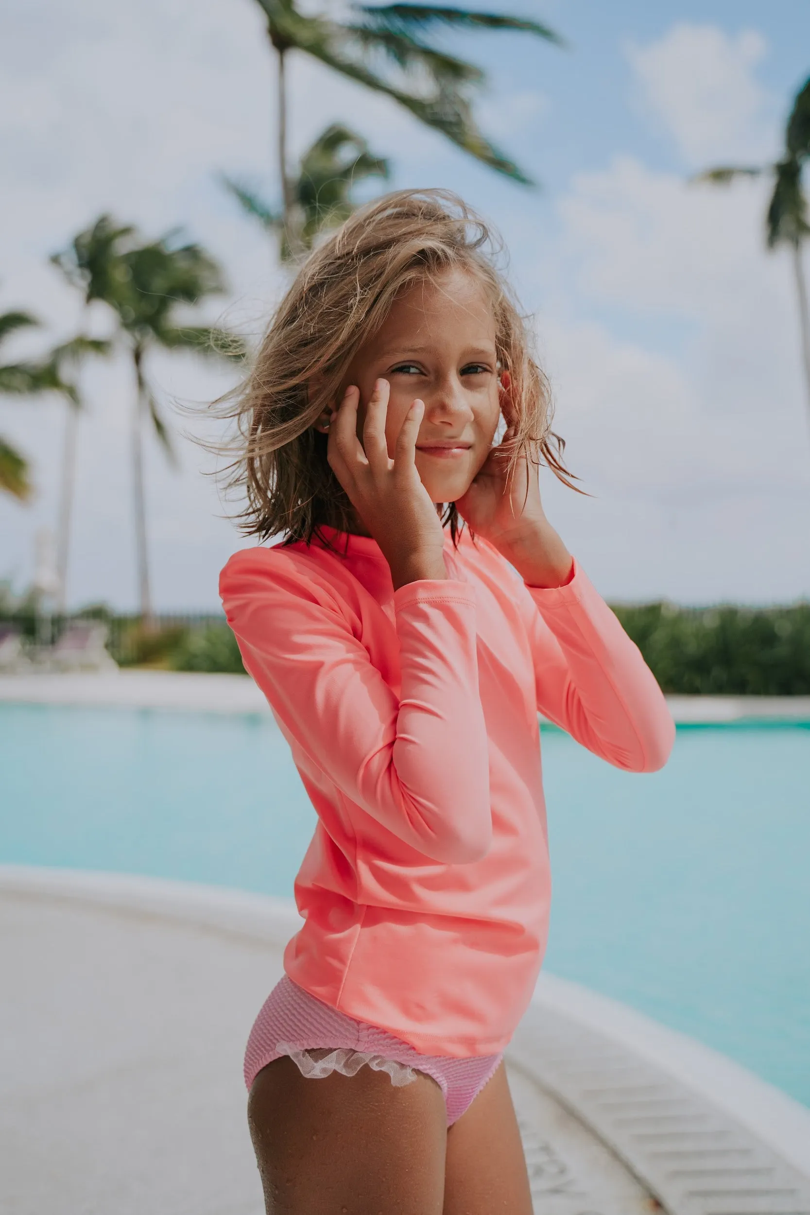 Girls RASH GUARD SHIRT NEW ORIGAMI PINK