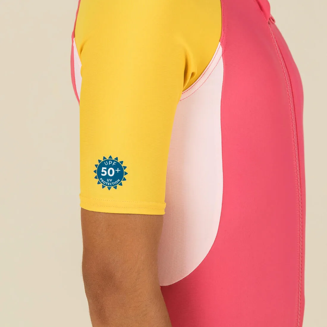 Girls’ swimming shorty suit 100