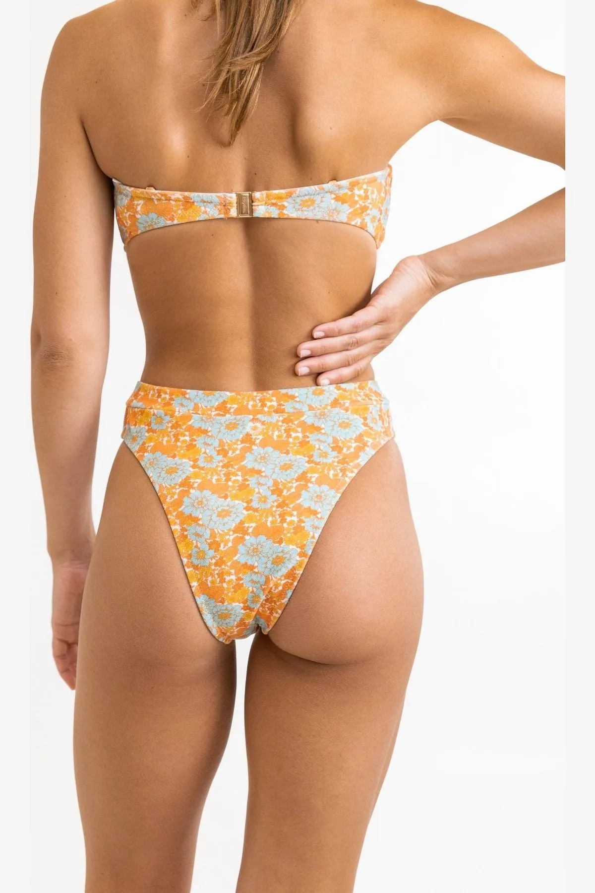 GOLDIE TERRY DEEP V HIGH WAIST PANT - APRICOT