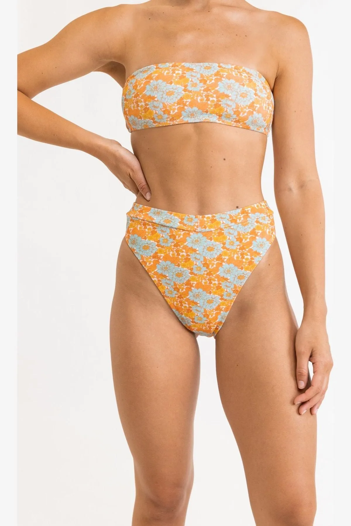 GOLDIE TERRY DEEP V HIGH WAIST PANT - APRICOT